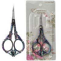 SUNNYCLUE 4.67Inch Stainless Steel Embroidery Sewing Scissor Retro-Style Bird Needlework Sewing Scissor for Fabric Paper Cutting Craft Threading Household Daily Use Cross-Stitch, Multi-Color