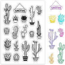 GLOBLELAND Cactus Clear Stamps Silicone Stamp Seal for Card Making Decoration and DIY Scrapbooking