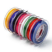 Honeyhandy Flat Elastic Crystal String, Elastic Beading Thread, for Stretch Bracelet Making, Mixed Color, 0.5mm, about 10 yards(9.14m)/roll, 8 rolls/group