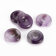 Honeyhandy Natural Amethyst Pendants, Donut/Pi Disc, 18x4.5~5.5mm, Hole: 5.5mm