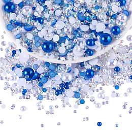 60g Resin patch multi size mixed pearl patch DIY jewelry accessories(2 bags), Light Blue, 9.8mm