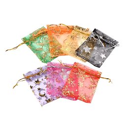 NBEADS 200PCS Organza Bags, Mixed Color, 9~10x11~12cm