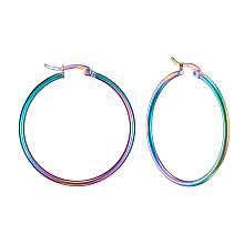 NBEADS 304 Stainless Steel Big Hoop Earrings, Hypoallergenic Earrings, Ring Shape, Multi-color, 12 Gauge, 39~41x2mm; Pin: 0.7x1mm