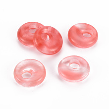 Honeyhandy Cherry Quartz Glass Pendants, Donut/Pi Disc, 17.5~18.5x5.5mm, Hole: 5.5mm