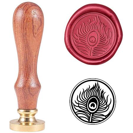 PH PandaHall Peacock Feather Wax Seal Stamp Vintage Retro Sealing Stamp for Embellishment of Envelopes, Party Invitation, Wine Packages, Gift Packing, Greeting Cards