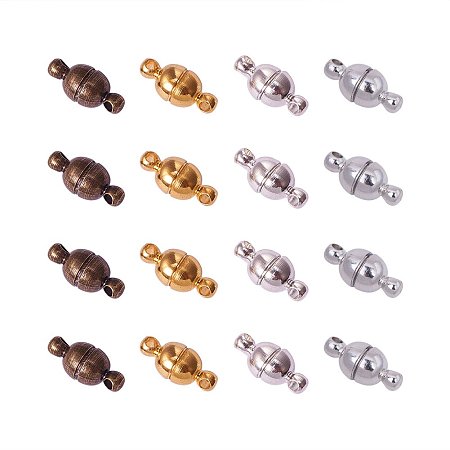 Arricraft 100 Sets Mixed Color Round Brass Magnetic Clasps Magnet Converter for Bracelet Necklace Making