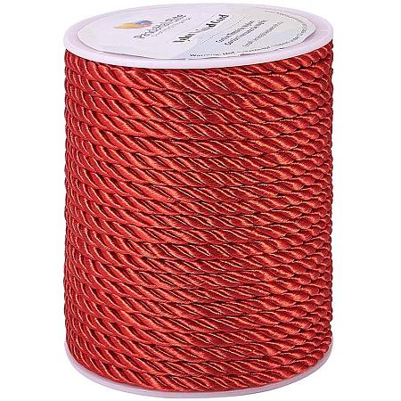 PandaHall Elite 18 Yards 5mm Twisted Cord Trim 3-Ply Twisted Cord Rope Nylon Crafting Cord Trim Thread String for DIY Craft Making Home Decoration Upholstery Curtain Tieback, Red