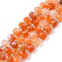 Natural Carnelian Beads Strands, with Seed Beads, Faceted, Rondelle, 8x6mm,Hole:1mm