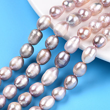 Honeyhandy Natural Cultured Freshwater Pearl Beads Strands, Rice, Thistle, 10~14x8~8.5mm, Hole: 0.7~0.8mm, about 34~35pcs/strand, 13.78 inch(35cm)