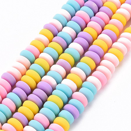 ARRICRAFT Handmade Polymer Clay Beads Strands, for DIY Jewelry Crafts Supplies, Flat Round, Lilac, 6~7x3mm, Hole: 1.5mm, about 113~116pcs/strand, 15.55 inches~16.14 inches(39.5~41cm)