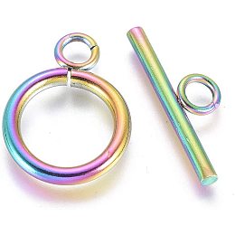 UNICRAFTALE 10 Sets Stainless Steel Toggle Clasps Multi-Color Bar and Ring Toggle Clasps End Clasps Jewelry Connectors DIY Crafts Findings for Jewelry Making