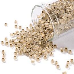 TOHO Round Seed Beads, Japanese Seed Beads, (989FM) Bronze Lined Crystal Matte, 8/0, 3mm, Hole: 1mm, about 1110pcs/50g