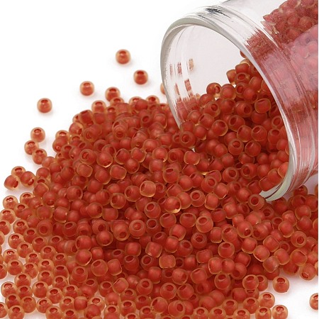 Honeyhandy TOHO Round Seed Beads, Japanese Seed Beads, (388FM) Dark Red Lined Topaz Matte, 11/0, 2.2mm, Hole: 0.8mm, about 3000pcs/10g
