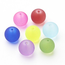 Honeyhandy Frosted Glass Beads, Mixed Color, Round, about 10mm in diameter, hole: 1mm