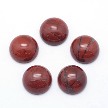 Honeyhandy Natural Red Jasper Cabochons, Grade A, Half Round, 6x3~3.5mm