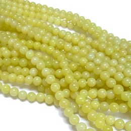 Honeyhandy Natural Lemon Jade Beads Strands,  Round, Lemon Chiffon, 8mm, Hole: 1mm, about 49pcs/strand, 15.4 inch