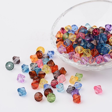 Honeyhandy Faceted Bicone Transparent Acrylic Beads, Dyed, Mixed Color, 16mm, Hole: 2mm, about 220pcs/500g