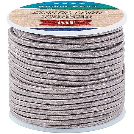 BENECREAT 3mm Gray Elastic Cord 20m/21 Yard Stretch Thread Beading Cord Fabric Crafting String Rope for DIY Crafts Bracelets Necklaces
