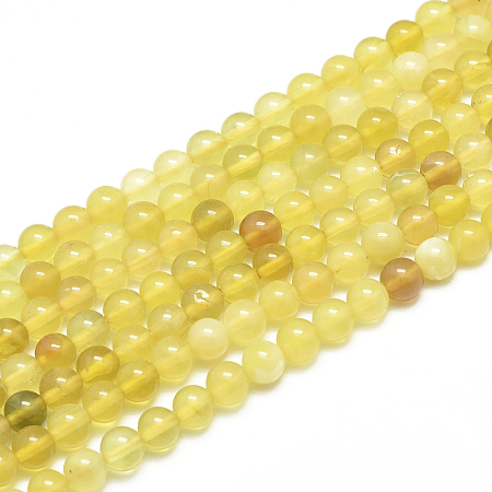 ARRICRAFT Natural Yellow Opal Beads Strands, Grade A, Round, 6~6.5mm, Hole: 0.8mm, about 69 pcs/Strand, 15.55 inches(39.5cm)