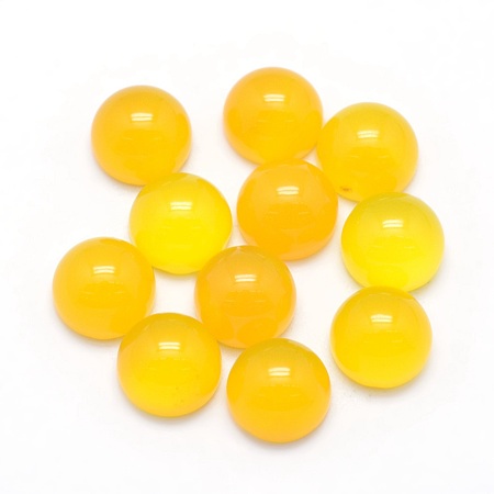 Honeyhandy Natural Yellow Agate Cabochons, Half Round, 8x3.5~4mm
