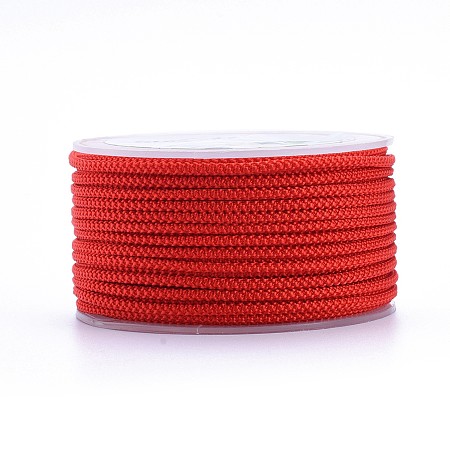 Honeyhandy Polyester Braided Cord, Red, 2mm, about 16.4 yards(15m)/roll