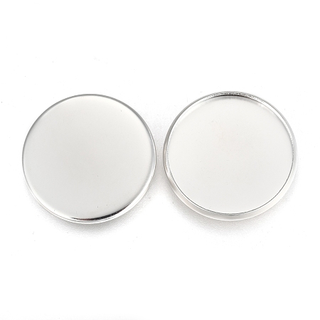 Honeyhandy 304 Stainless Steel Plain Edge Bezel Cups, Cabochon Settings, Flat Round, Silver, Tray: 20mm, 21.5x1.8mm