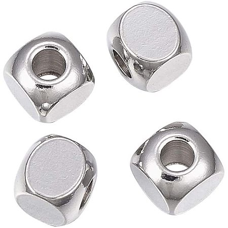 Arricraft 100pcs Cube Beads Stainless Steel Loose Spacers Beads Charms Metal Finding Beads for Bracelet Necklace Jewelry Making 6x6x6mm, Hole 3mm