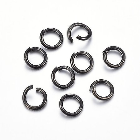 Honeyhandy 304 Stainless Steel Open Jump Rings, Electrophoresis Black, 18 Gauge, 6x1mm, Inner Diameter: 4mm
