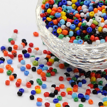 FGB 12/0 Glass Seed Beads, Baking Paint, Round, Mixed Color, 2x1.5mm, Hole: 0.3mm, about 3000pcs/50g