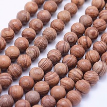 Honeyhandy Natural Red Line Jasper Beads Strands, Round, 6mm, Hole: 1mm, about 62pcs/strand, 14.6 inch(37.2cm)