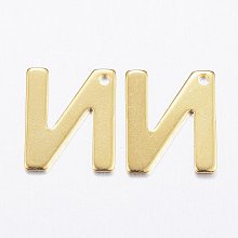 Honeyhandy 304 Stainless Steel Charms, Letter, Initial Charms, Real 18k Gold Plated, Letter.N, 11x6~12x0.8mm, Hole: 1mm