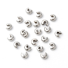 Honeyhandy Iron Crimp Beads Covers, Cadmium Free & Lead Free, Platinum Color, Size: About 3mm In Diameter, Hole: 1.2~1.5mm