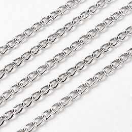 Honeyhandy Iron Twisted Chains Curb Chains, Unwelded, Platinum Color, with Spool, Link: 3x5mm, 0.8mm thick, about 328.08 Feet(100m)/roll