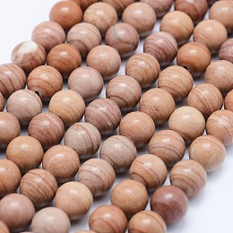 Honeyhandy Natural Red Line Jasper Beads Strands, Round, 8mm, Hole: 1mm, about 47pcs/strand, 14.8 inch(37.6cm)