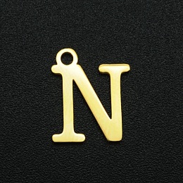 Honeyhandy 201 Stainless Steel Charms, Laser Cut, Letter, Golden, Letter.N,  12x10x1mm, Hole: 1.5mm