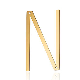 Honeyhandy 201 Stainless Steel Links connectors, Letter, Golden, Letter.N, 37x20.5x1mm, Hole: 1mm