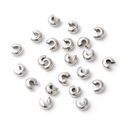 Honeyhandy Iron Crimp Beads Covers, Cadmium Free & Lead Free, Platinum Color, Size: About 3mm In Diameter, Hole: 1.2~1.5mm