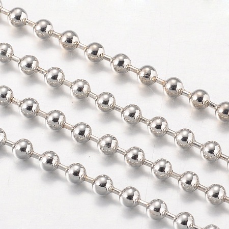 Honeyhandy Iron Ball Chains, Soldered, with Spool, Platinum Color, Bead: 3.2mm, about 164.04 Feet(50m)/roll