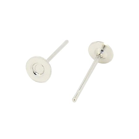NBEADS 1000 Pcs Ear Stud Components, Lead Free and Cadmium Free, Brass Heads and Stainless Steel Pins, Platinum, Size: about 12mm long, 0.6mm thick; Head: about 4mm in diameter