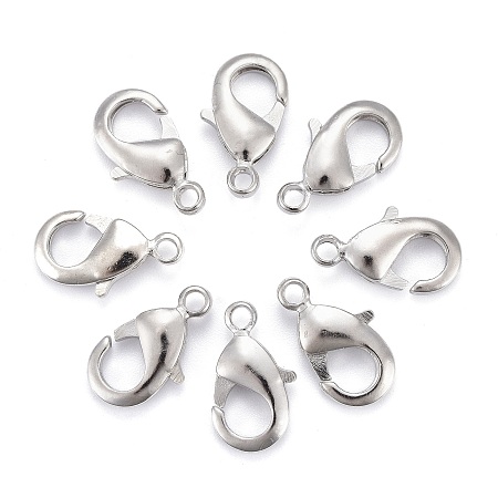 ARRICRAFT Brass Lobster Claw Clasps, Parrot Trigger Clasps, Cadmium Free & Nickel Free & Lead Free, Platinum, 15x8x3mm, Hole: 2mm