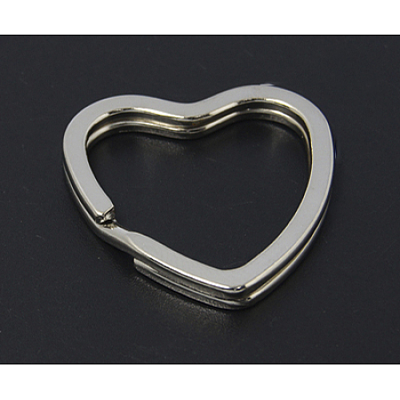 Honeyhandy Iron Split Key Rings, Keychain Clasp Findings, Heart, Platinum, 31x31x3mm
