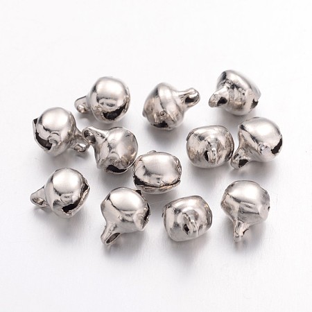 Honeyhandy Iron Bell Charms, Nice For Christmas Day Decoration, Platinum Color, 8x6mm, Hole: 1mm, about 106pcs/20g