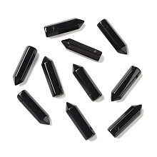 Honeyhandy Natural Obsidian Pointed Pendants, Faceted, Bullet, 30~33x8~9mm, Hole: 1.4~1.6mm