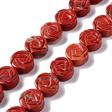 Natural Red Jasper Beads Strands, Rose, 14x6mm, Hole: 1.2mm, about 28pcs/strand, 15.28''(38.8cm)