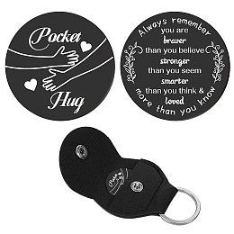 CREATCABIN 2Pcs 2 Style PU Leather Guitar Clip, with Stainless Steel Ring & Commemorative Coins, for DIY Musical Instrument Accessories, Palm Pattern, 1pc/sytle