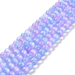 Honeyhandy Natural Selenite Beads Strands, Grade A, Dyed, Round, Lilac, 8mm, Hole: 0.8mm, about 51~52pcs/strand, 15.16~15.35''(38.5~39cm)