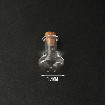 Honeyhandy Mini High Borosilicate Glass Bottle Bead Containers Bead Containers, Wishing Bottle, with Cork Stopper, Vase, Clear, 2.2x1.7cm