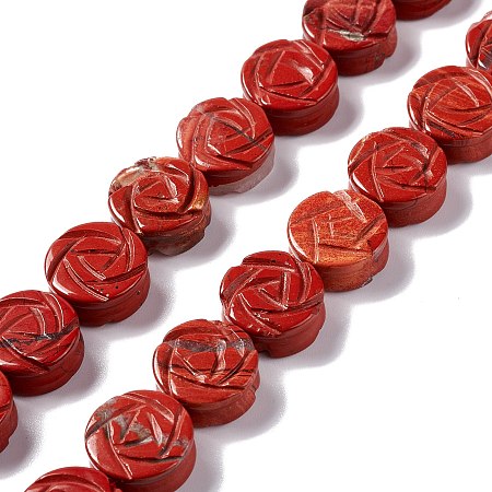 Natural Red Jasper Beads Strands, Rose, 14x6mm, Hole: 1.2mm, about 28pcs/strand, 15.28''(38.8cm)