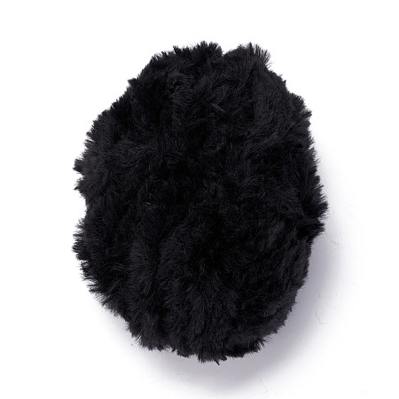 Honeyhandy Polyester & Nylon Yarn, Imitation Fur Mink Wool, for DIY Knitting Soft Coat Scarf, Black, 4.5mm