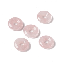 Honeyhandy Natural Rose Quartz Pendants, Donut/Pi Disc Charm Charm, 20x5~7mm, Hole: 6mm